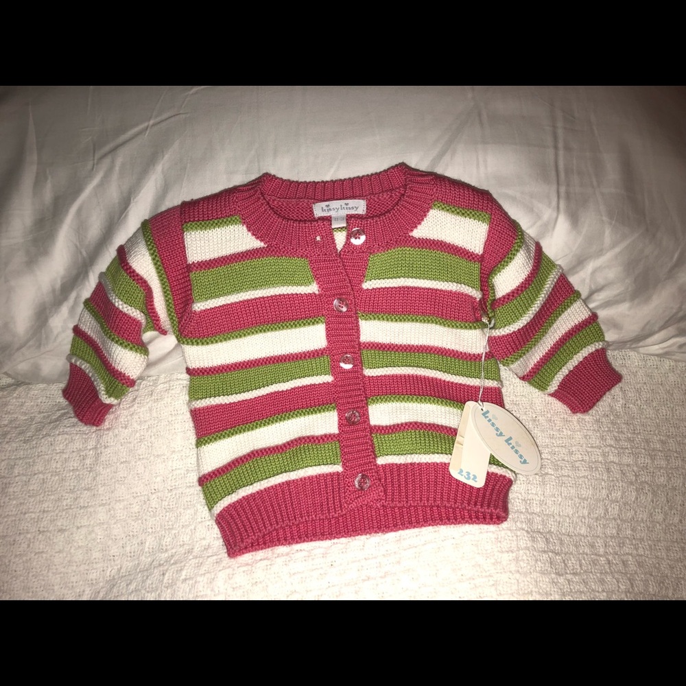 Kissy kissy button up sweater NEW
